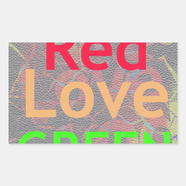 STICKER RECTANGULAIRE LOVE RED GOLDEN VERT (Devant)