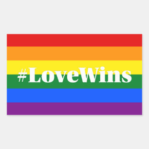 Sticker Rectangulaire #LoveWins Love gagne le hashtag mariage LGBT Egali