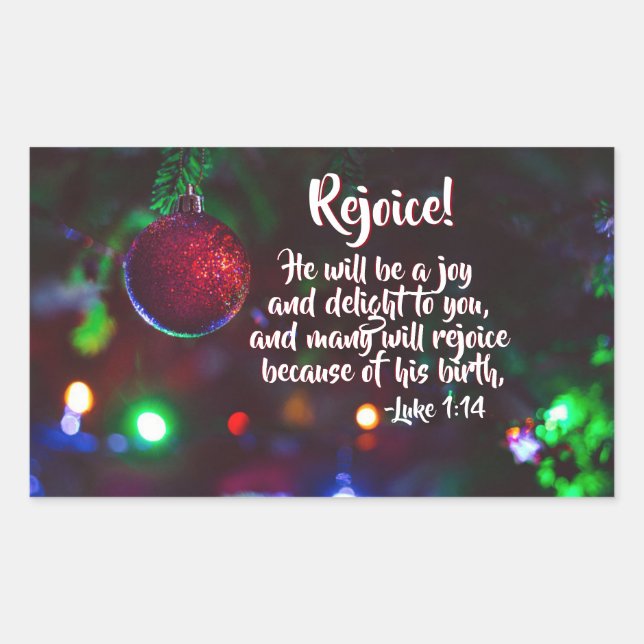 Sticker Rectangulaire Luc 1:14 Réjouissez-vous ! Il sera une joie, Noël (Devant)