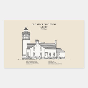 Sticker Rectangulaire Lumière Old Mackinac Point - Michigan - SBD