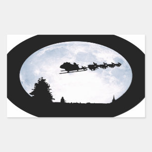 Sticker Rectangulaire Lune de Noël