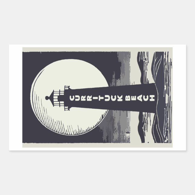 Sticker Rectangulaire Lune du phare de Currituck Beach (Devant)