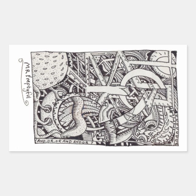 Sticker Rectangulaire M. Emptyful, Dessin D'Encre (Devant)