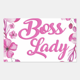 Sticker Rectangulaire Madame fleurie rose Design de patron