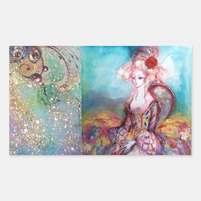 STICKER RECTANGULAIRE MADAME POMPADOUR, (Devant)