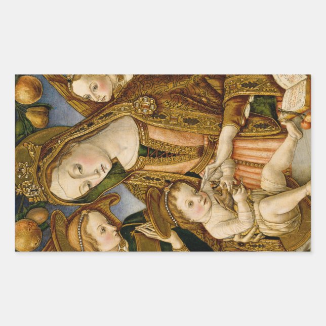 Sticker Rectangulaire Madonna Jésus Christ Anges Noël élégant (Devant)