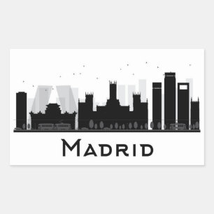 Sticker Rectangulaire Madrid, Espagne horizon noir et blanc de   de