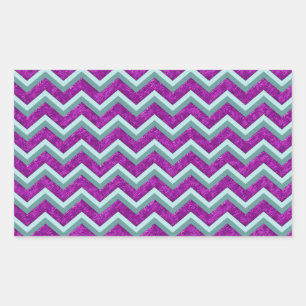Sticker Rectangulaire Magenta Foil et Turquoise ZigZag Motif