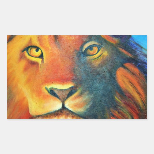 Sticker Rectangulaire Magnifique Lion Head Portrait Regal et Fière (Devant)