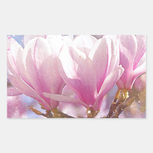 Sticker Rectangulaire Magnolia rose-pourpre en floraison - Fleur de prin