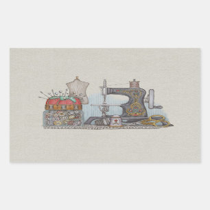 Sticker Rectangulaire Main Powered Sewing