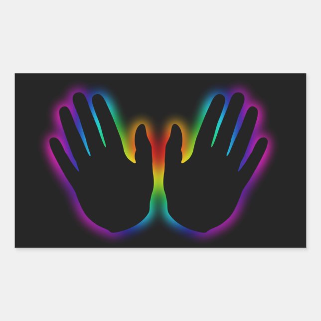 Sticker Rectangulaire mains de guérison 5 (Devant)