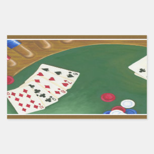 Sticker Rectangulaire Mains de Poker gagnantes de six à dix