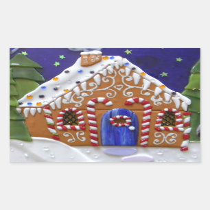 Sticker Rectangulaire Maison de pain d'épices