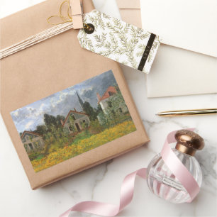 Sticker Rectangulaire Maisons à Argenteuil par Claude Monet, Art Vintage