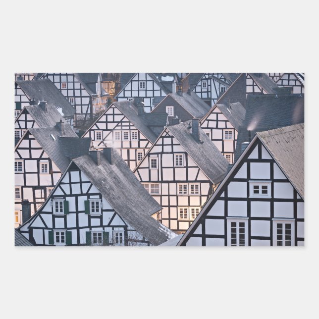 Sticker Rectangulaire Maisons à colombages en Freudenberg, Allemagne (Devant)