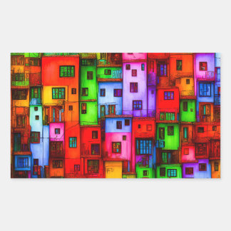 Sticker Rectangulaire Maisons colorées 3