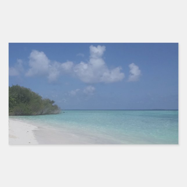 Sticker Rectangulaire Maldives Ciel bleu mer nuages de sable Modèle pers (Devant)