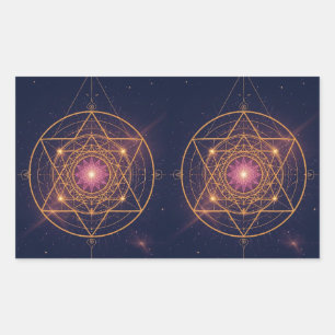 Sticker Rectangulaire Mandala Lumineux de l'Harmonie Dorée