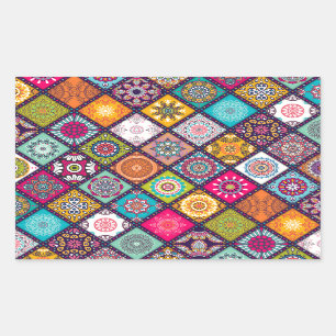 Sticker Rectangulaire Mandala motif marocain coloré