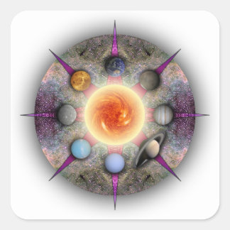Sticker rectangulaire Mandala planétaire