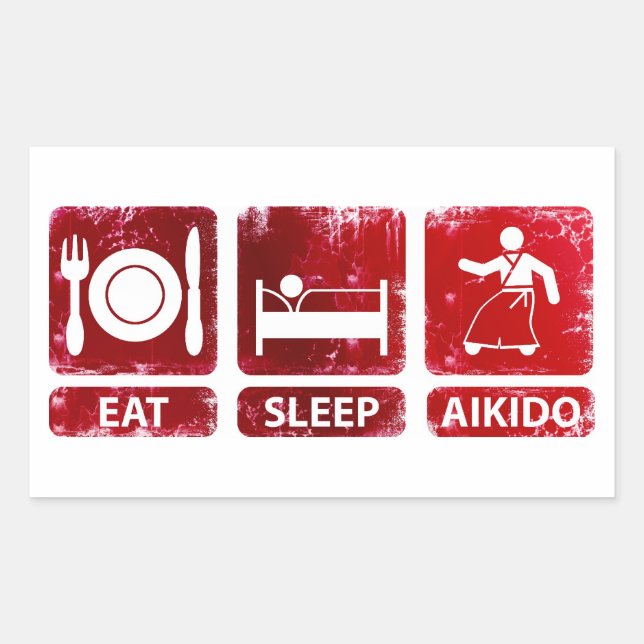 Sticker Rectangulaire Mangez l'aïkido (Devant)