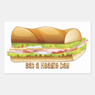 Sticker Rectangulaire Mangez un jour de la Hoagie, sandwich sous-marin