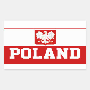 Sticker Rectangulaire Manteau de drapeau de la Pologne des bras polonais
