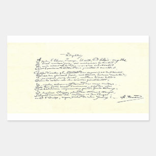 Sticker Rectangulaire manuscrit autographe de Voyelles (Rimbaud)