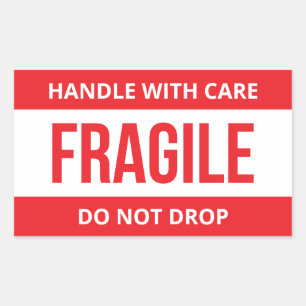 Sticker Rectangulaire Manutention fragile avec soin Ne pas laisser tombe