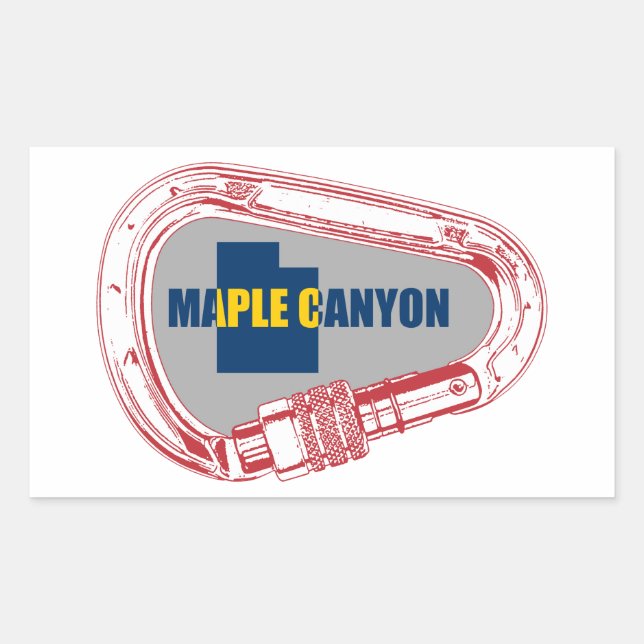 Sticker Rectangulaire Maple Canyon Escalade Carabiner (Devant)