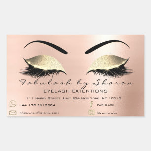 Sticker Rectangulaire Maquillage Beauté Salon Poudre Rose Adresse Contac