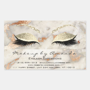 Sticker Rectangulaire Maquillage Eyelash RSVP Coral Marbre Rose Gris Par