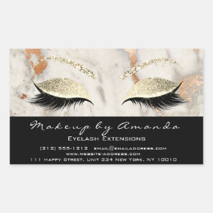 Sticker Rectangulaire Maquillage Eyelash RSVP Coral Marbre Rose or Parti
