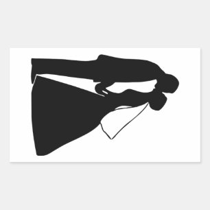 Sticker Rectangulaire Mariage baiser mariée et mariée silhouette