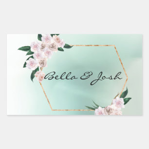 Sticker Rectangulaire Mariage de fleurs de rose douce