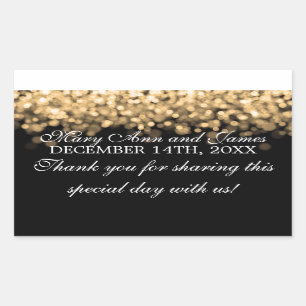 Sticker Rectangulaire Mariage Favor Tag Magic Gold Lumières