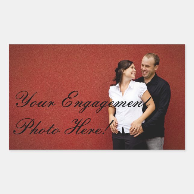 Sticker Rectangulaire Mariage Fiançailles photo - Rectangle (Devant)