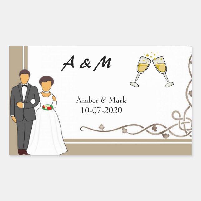 Sticker Rectangulaire Mariage simple et romantique (Devant)