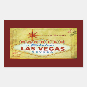 Sticker Rectangulaire Marié dans Fabulous Las Vegas - Vintage