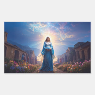 Sticker Rectangulaire Marie de Nazareth marchant seule