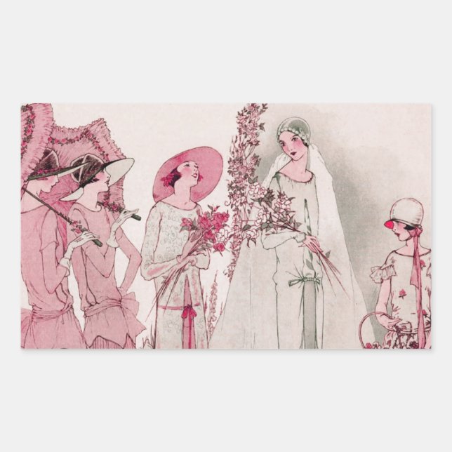 Sticker Rectangulaire Mariée et membres du personnel