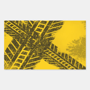 Sticker Rectangulaire Marquage routier noir affligé par grunge de voie