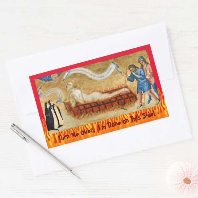 Sticker Rectangulaire Martyre du Saint-Laurent, avec deux religieuses (M (Enveloppe)