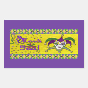 Sticker Rectangulaire Masque de bouffon Mardi Gras Arlequin