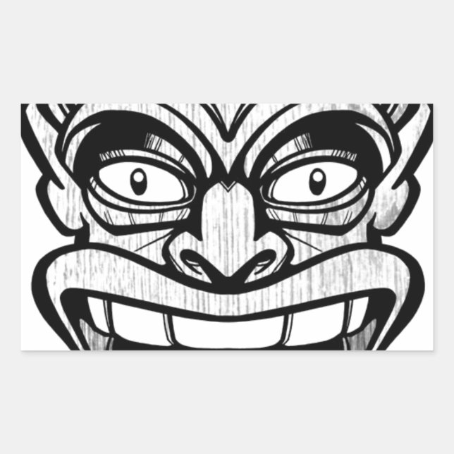 Sticker Rectangulaire masque tiki art hawaïen (Devant)