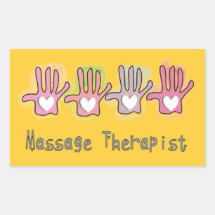 Sticker Rectangulaire Massage Thérapiste 'Mains" Cadeaux Design