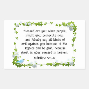 Sticker Rectangulaire Matthieu 5:11-12 Bénis êtes-vous Béatitudes Bible