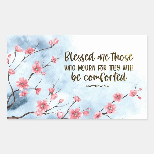 Sticker Rectangulaire Matthieu 5:4 Heureux sont ceux qui Mourn Bible (Devant)