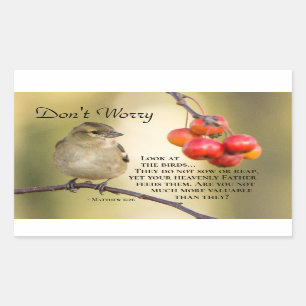Sticker Rectangulaire Matthieu 6:26 Verse de la Bible, ne vous inquiétez